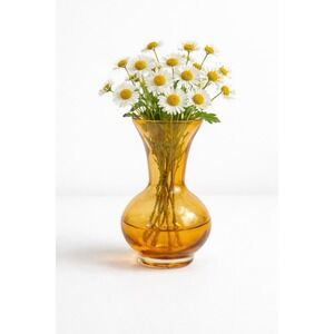 Vintage Amber Hand Blown Round MCM Vase Small Round 4.5" Unmarked MCM RETRO